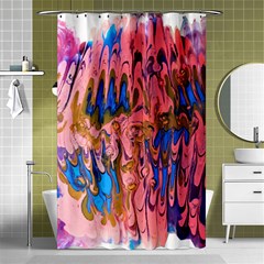 Painted Ornate, Marbling Art Shower Curtain 48  X 72  (small)  by kaleidomarblingart
