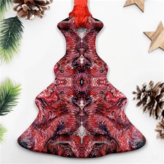 Red Arabesque Christmas Tree Ornament (two Sides) by kaleidomarblingart