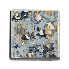 Famous Heroes Of The Kabuki Stage Played By Frogs  Memory Card Reader (square 5 Slot) by Sobalvarro