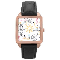 Pattern Mystic Rose Gold Leather Watch  by alllovelyideas