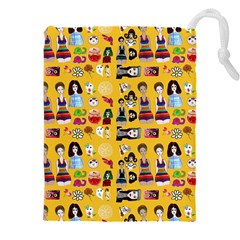 Drawing Collage Yellow Drawstring Pouch (4xl) by snowwhitegirl