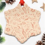 Thanksgiving Flowers And Gifts Pattern Snowflake Ornament (Two Sides) Front