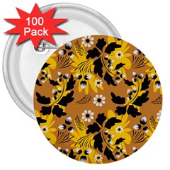 Folk Flowers Art Pattern  3  Buttons (100 Pack)  by Eskimos