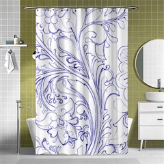 Blue Biro Ornate Shower Curtain 48  X 72  (small)  by kaleidomarblingart