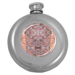 Orange Intricate Round Hip Flask (5 Oz) by kaleidomarblingart