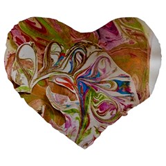 Abstract Marbling Large 19  Premium Heart Shape Cushions by kaleidomarblingart