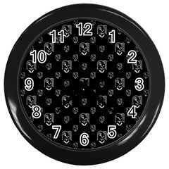Funny Weird Monster Portrait Motif Pattern Wall Clock (black) by dflcprintsclothing