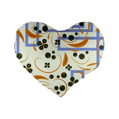 Folk Flowers Pattern Floral Surface Design Standard 16  Premium Flano Heart Shape Cushions by Eskimos