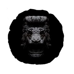 Creepy Lion Head Sculpture Artwork 2 Standard 15  Premium Round Cushions by dflcprintsclothing