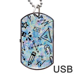 Science-education-doodle-background Dog Tag Usb Flash (two Sides) by Sapixe