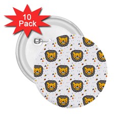 Lion Heads Pattern Design Doodle 2 25  Buttons (10 Pack)  by Sapixe