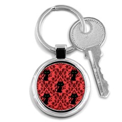 Cat Pattern Key Chain (round) by NerdySparkleGoth