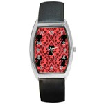Cat Pattern Barrel Style Metal Watch Front