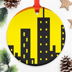 Skyline-city-building-sunset Ornament (round) by Sudhe