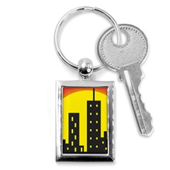 Skyline-city-building-sunset Key Chain (rectangle) by Sudhe