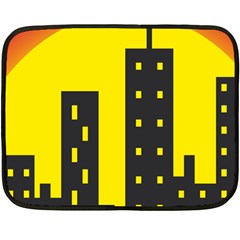 Skyline-city-building-sunset Fleece Blanket (mini) by Sudhe