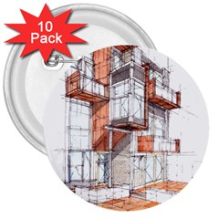 Rag-flats-onion-flats-llc-architecture-drawing Graffiti-architecture 3  Buttons (10 Pack)  by Sudhe