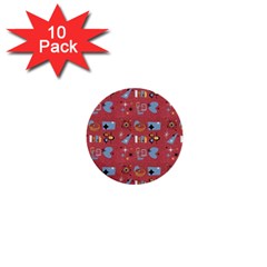 50s Red 1  Mini Buttons (10 Pack)  by NerdySparkleGoth