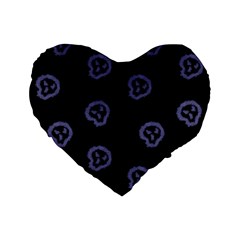 Purple Skulls On Dark Background Standard 16  Premium Flano Heart Shape Cushions by SychEva