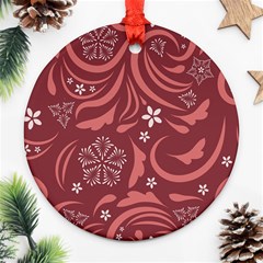 Folk Flowers Pattern Floral Surface Design Seamless Pattern Round Ornament (two Sides) by Eskimos