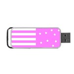 Saturated Pink lines and stars pattern, geometric theme Portable USB Flash (One Side) Front