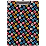 Multicolored Donuts On A Black Background A4 Clipboard Front