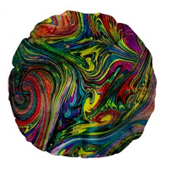 Intricate Painted Swirls Large 18  Premium Flano Round Cushions by kaleidomarblingart