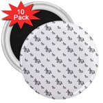 Grey Unicorn Sketchy Style Motif Drawing Pattern 3  Magnets (10 pack)  Front