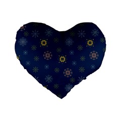 Magic Snowflakes Standard 16  Premium Flano Heart Shape Cushions by SychEva
