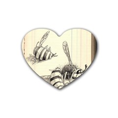 Bees Rubber Heart Coaster (4 Pack) by Limerence