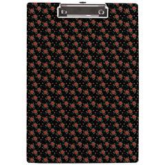 Small Red Christmas Poinsettias On Black A4 Clipboard by PodArtist