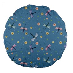 Cute Dragonflies In Spring Large 18  Premium Round Cushions by SychEva