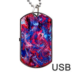 Painted Feathers Dog Tag Usb Flash (two Sides) by kaleidomarblingart
