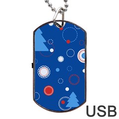 Christmas Pattern Tree Design Dog Tag Usb Flash (two Sides) by Sapixe