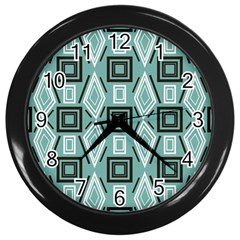 Abstract Geometric Design   Geometric Fantasy   Wall Clock (black) by Eskimos