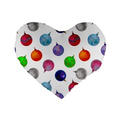 Christmas Balls Standard 16  Premium Heart Shape Cushions by SychEva