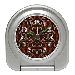 Floral Folk Damask Pattern Fantasy Flowers Floral Geometric Fantasy Travel Alarm Clock by Eskimos