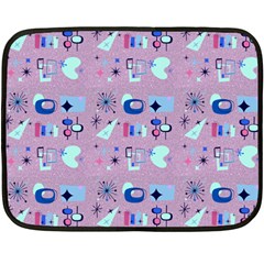 50s Diner Print Pink Double Sided Fleece Blanket (mini)  by NerdySparkleGoth