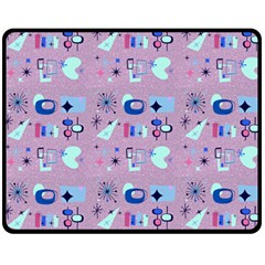 50s Diner Print Pink Fleece Blanket (medium)  by NerdySparkleGoth