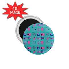 50s Diner Print Mint Green 1 75  Magnets (10 Pack)  by NerdySparkleGoth
