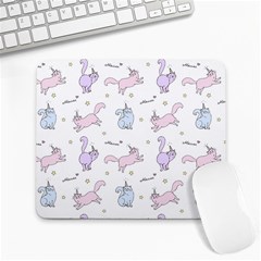 Unicorn Cats Pattern 2 Large Mousepads by Littlebird