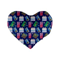 New Year Gifts Standard 16  Premium Flano Heart Shape Cushions by SychEva