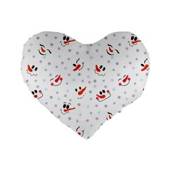 Cute Faces Of Snowmen Standard 16  Premium Heart Shape Cushions by SychEva