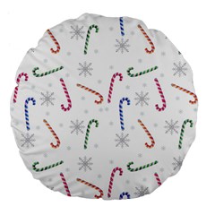 Christmas Candy Canes Large 18  Premium Flano Round Cushions by SychEva