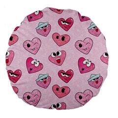 Emoji Heart Large 18  Premium Flano Round Cushions by SychEva