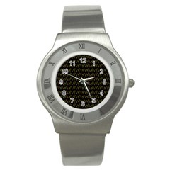 Fern Pattern 2 Black Stainless Steel Watch by violetheavensky