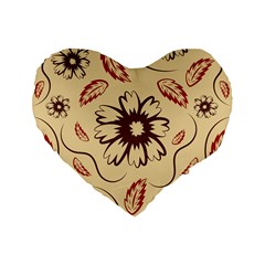 Folk Flowers Print Floral Pattern Ethnic Art Standard 16  Premium Flano Heart Shape Cushions by Eskimos