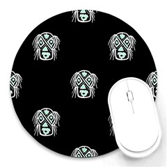 Tibal Mask Motif Drawing Pattern Round Mousepads by dflcprintsclothing