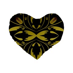 Folk Flowers Print Floral Pattern Ethnic Art Standard 16  Premium Flano Heart Shape Cushions by Eskimos