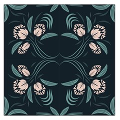 Folk Flowers Floral Art Print Flowers Abstract Art  Large Satin Scarf (square) by Eskimos